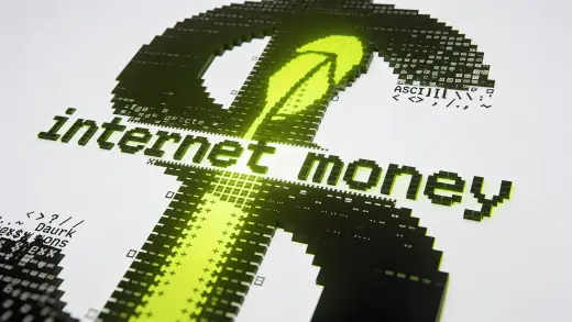 Internet Money ASCII emblem in black and neon green